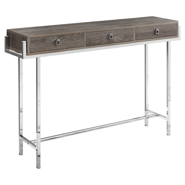 Accent Table - 48"L / Dark Taupe / Chrome Metal